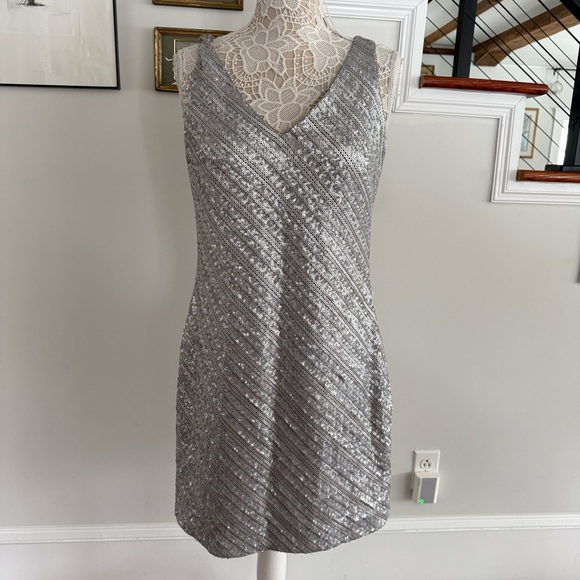 Banana Republic Dresses & Skirts - BANANA REPUBLIC Monogram Silver Sequin Dress NWT Sz 10